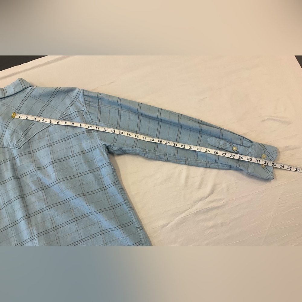 RESISTOL Double R Blue Plaid Button Front Long Sleeve Shirt, sz MD - Picture 7 of 11